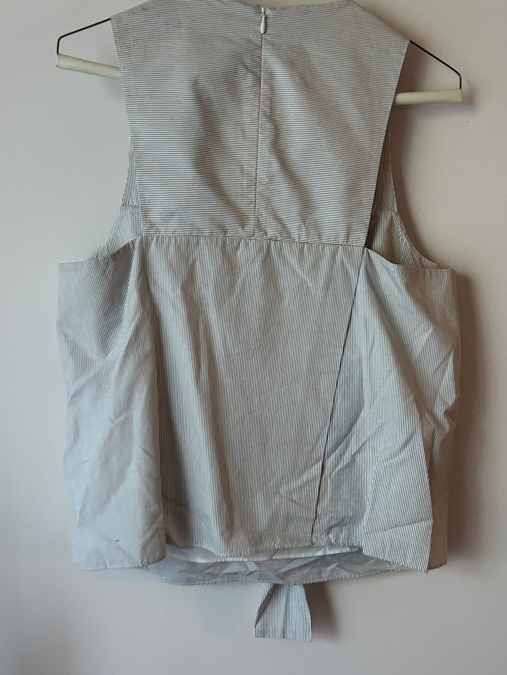 Tibi Light Gray Striped Bow-Front Sleeveless Tank - Picture 4 of 4